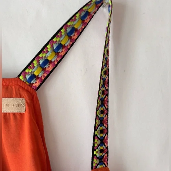 Anthropologie Pilcro Bright Colorful Geometric Racerback Top Peplum Sz M Buttons - Picture 9 of 13